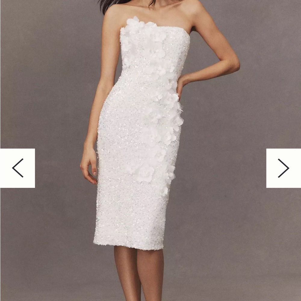 Anthropologie White Strapless Wedding Dress